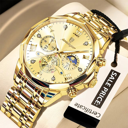 Luminous Chronograph Wristwatch Stainless Steel Quartz For Men