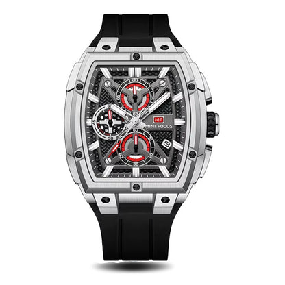 MINI FOCUS Sports Watches for Men Waterproof Chronograph Quartz Wristwatch with Silicone Strap